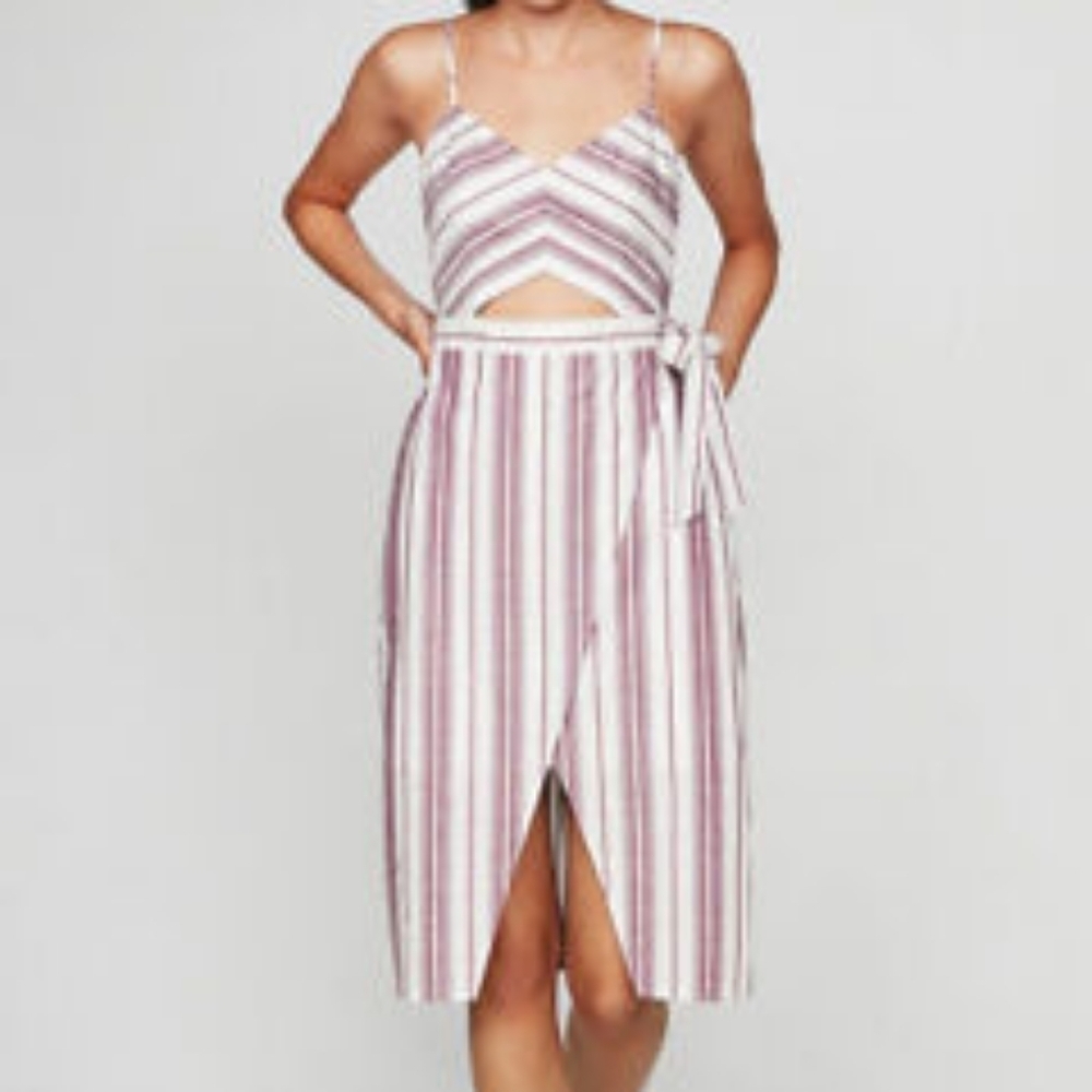 Express Striped Cut Out Midi Dress